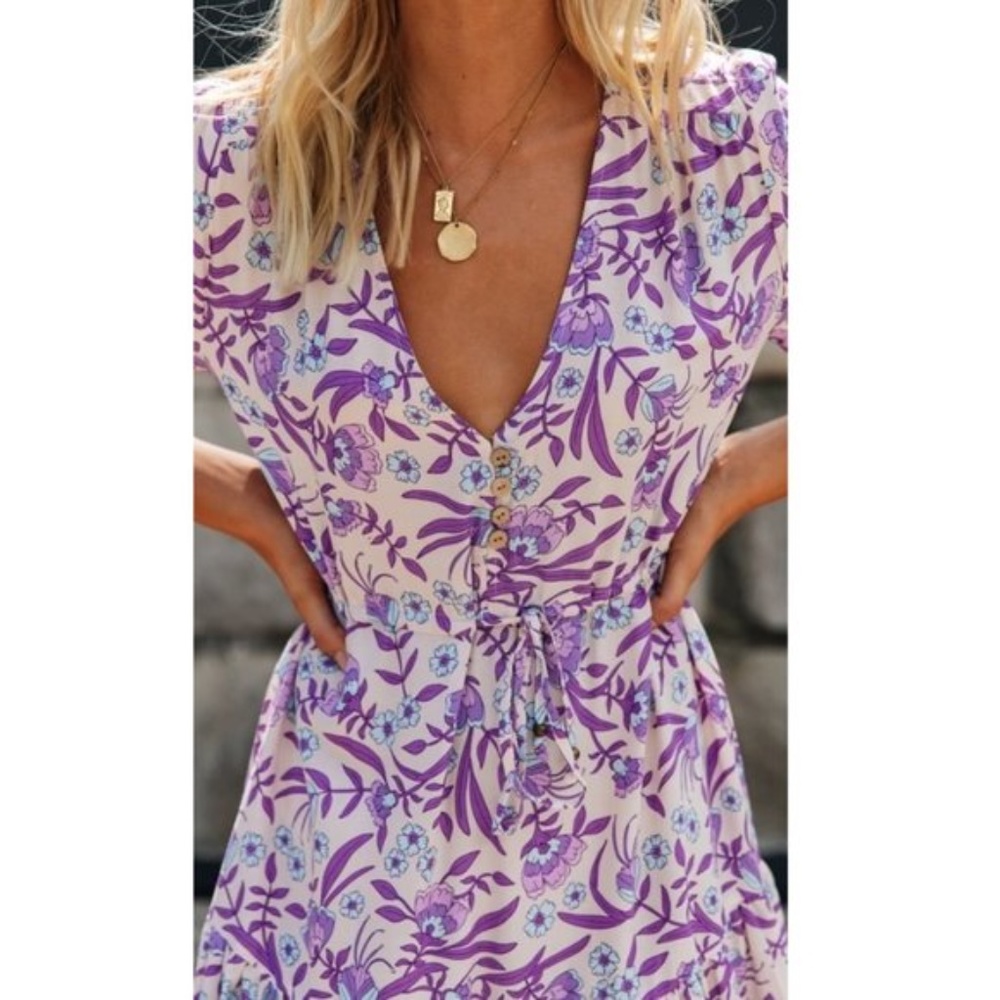 Boho Floral Print Maxi Dress - Picture 2 of 5
